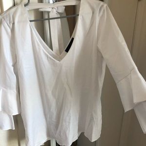 high street Tops - White blouse with ruffle sleeves high street Tops - White blouse with ruffle sleeves